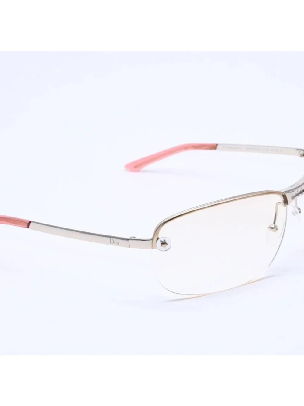 Dior Adiorable 5 Half Rim Sunglasses Silver Yellow Eyewear